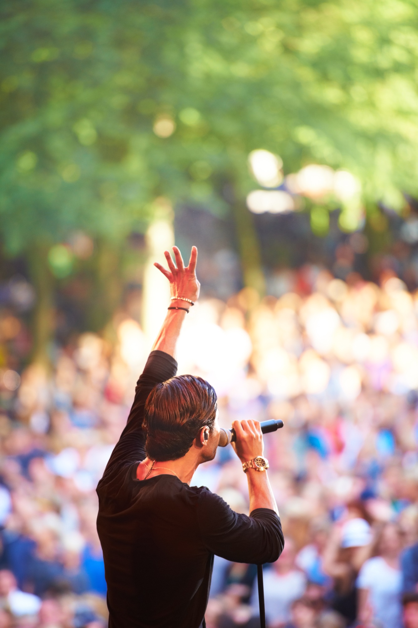 Enjoying the music festival. Cropped shot of a large crowd at a music concert.