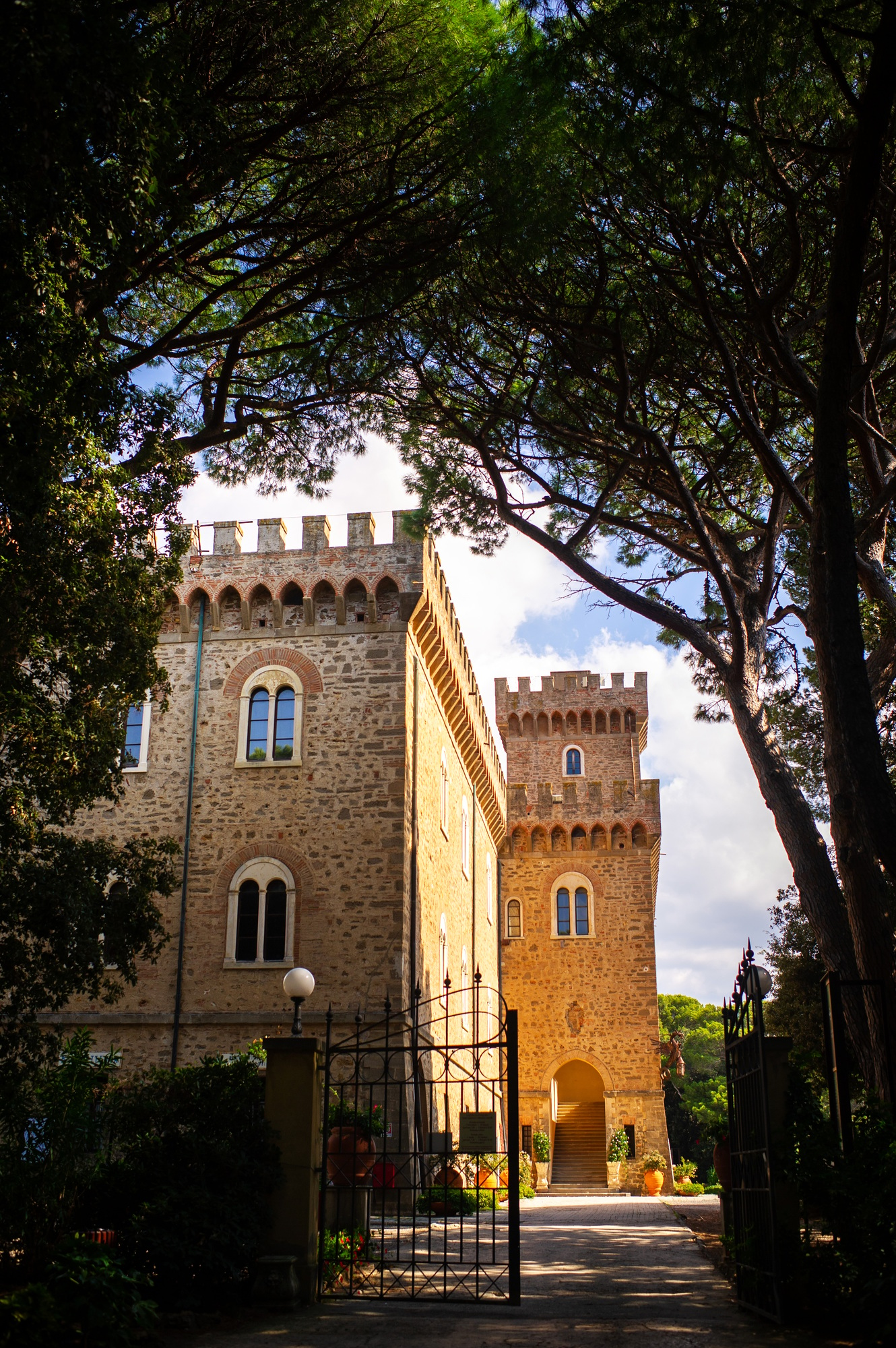 Paschini Castle is a medieval-style castle located in Castiglioncello in Tuscany. Italy, Livorno